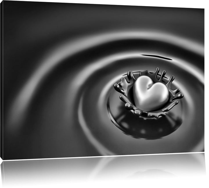 Pixxprint Goldherz in Schoko / 100x70cm Leinwandbild bespannt auf Holzrahmen/Wandbild Kunstdruck Dek