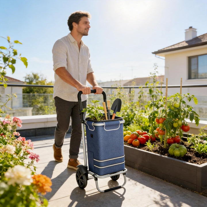 3in1 Klappbarer Einkaufstrolley 56L | Einkaufsroller mit Umhängetasche & Sackkarre | Einkaufswagen B