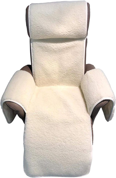 Alpenwolle Sesselschoner Relaxsessel Merino gelockt mit Taschen 100% Wolle Naturweiss