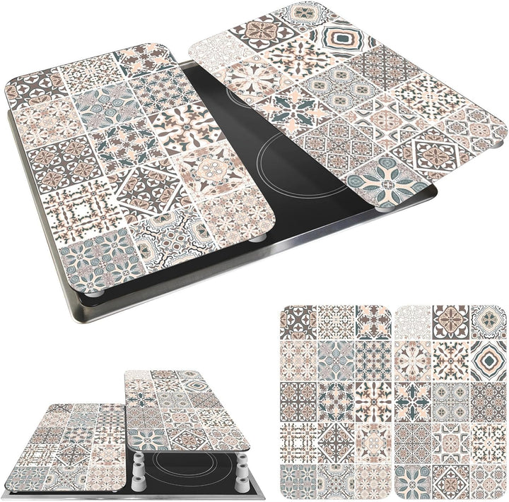 WENKO Herdabdeckplatte Universal Kachel, 2er Set Herdabdeckung für alle Herdarten, Gehärtetes Glas,