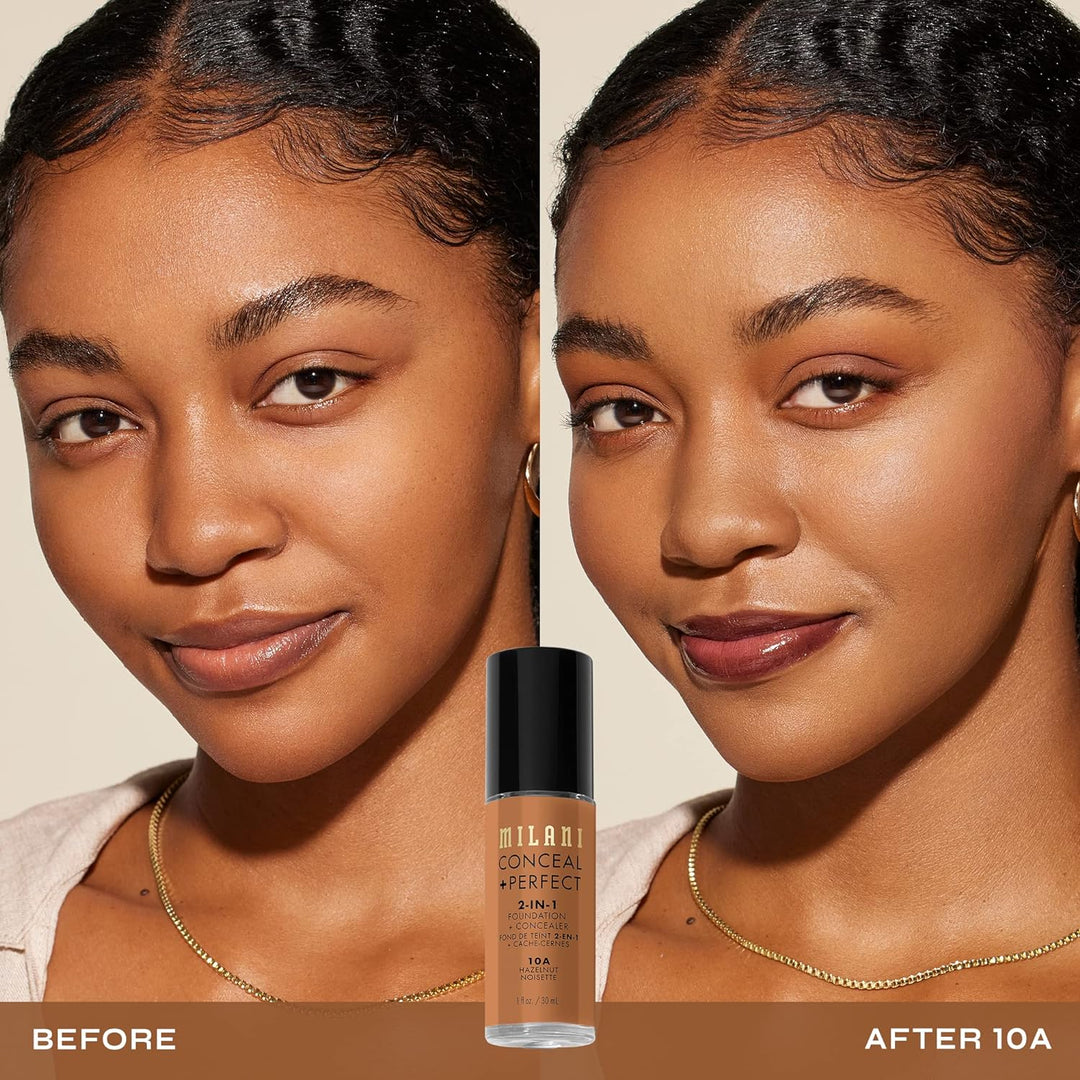 Milani C-M0-012-30 Conceal And Perfect 2 in 1 Foundation + Concealer Hazelnut, 30 ml