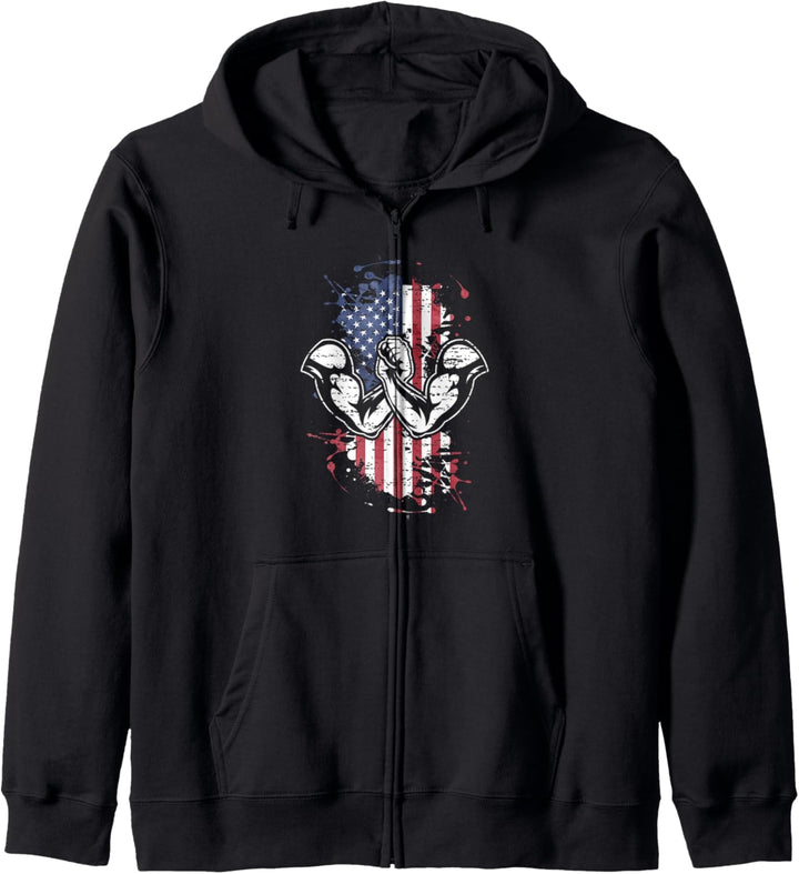 Arm Wrestling USA-Flagge Kapuzenjacke