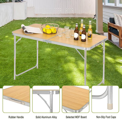 WOLTU Campingtisch Klapptisch Gartentisch Arbeitstisch Balkontisch höhenverstellbar Aluminium MDF He