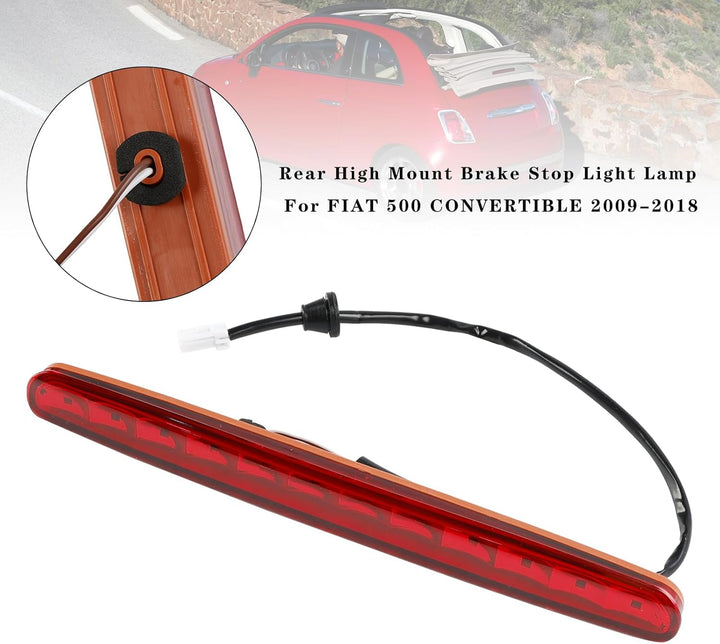 Topteng Rear High Mount Brake Stop Light Lamp passend für FIAT 500 Convertible 2009-2018