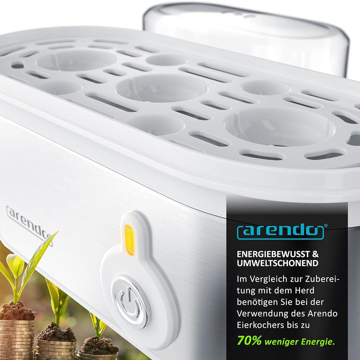 Arendo - Edelstahl Eierkocher Threecook - Egg Cooker - EIN AUS-Schalter - Wählbarer Härtegrad - 210