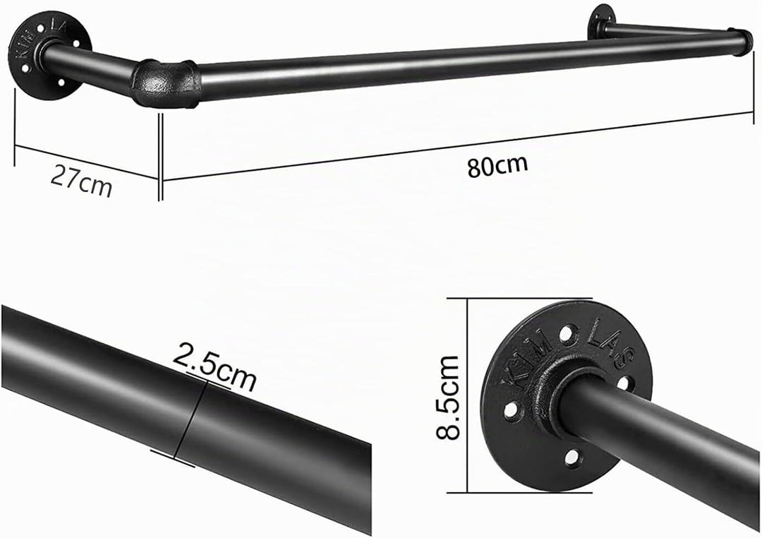 Kleiderständer für die Wand 80cm Rohr Kleidergestell Industrieller Stil Wandhänger Abnehmbare Metall