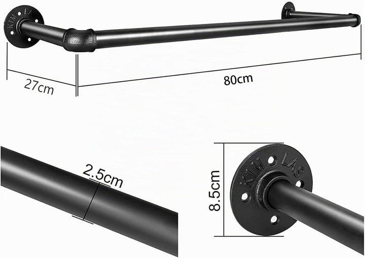 Kleiderständer für die Wand 80cm Rohr Kleidergestell Industrieller Stil Wandhänger Abnehmbare Metall