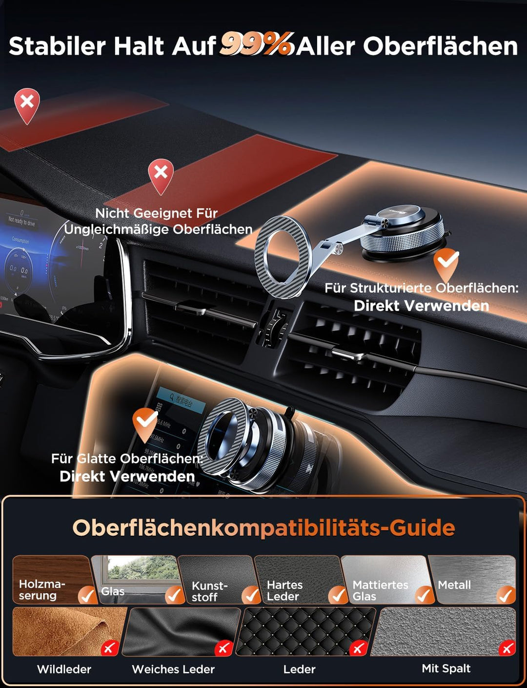 Handyhalterung Auto–Vmag S3 2026 Magnetische Handyhalterung Auto mit Metall-Dual-Fold-Arm & Erweiter