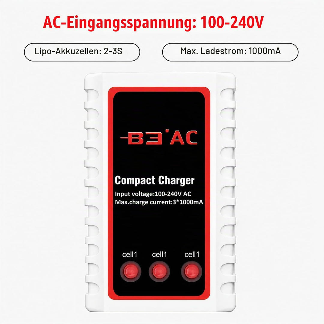 Haisito B3 Lipo Ladegerät für 2S 3S Akku (7.4V, 11.1V), Kompaktes Airsoft-Schnellladegerät (100-240V