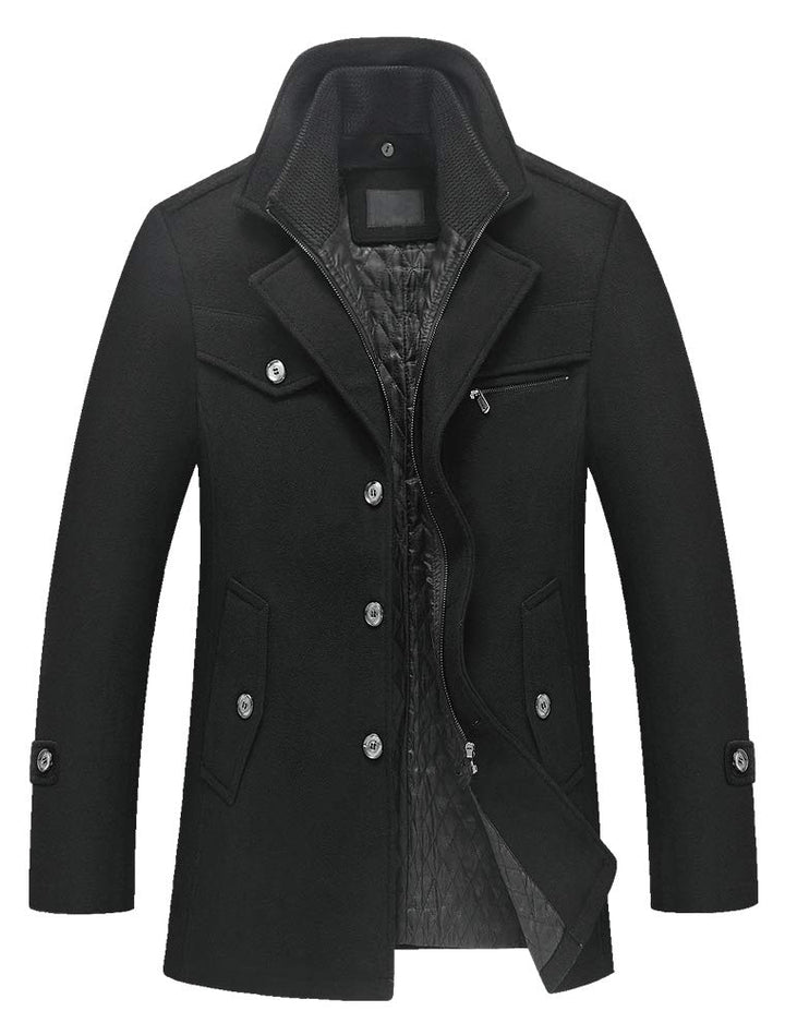 Lavnis Herren Warm Wollmantel Stehkragen Wintermantel Kurzmantel Winter Jacke Business Freizeit S St