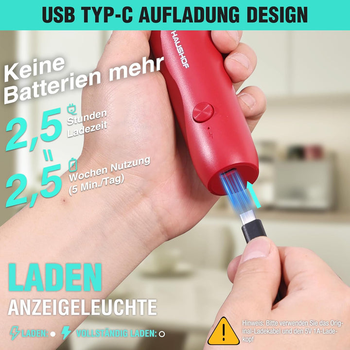HAUSHOF Milchaufschäumer Stab, Wiederaufladbarer Hand-Milchschäumer, mit Schneebesen aus Edelstahl,