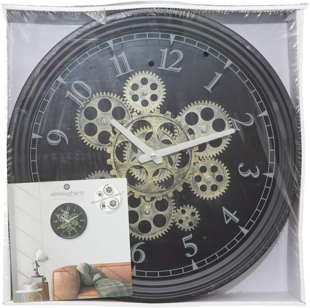 JJA Luxus und Originale D37 Mechanische Wanduhr aus Metall cm Schwarz, cm Schwarz