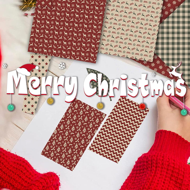 Scrapbook Papier, 24 Blätter Weihnachten Musterpapier, 24 Designs Doppelseitiges Bastelpapier, Motiv