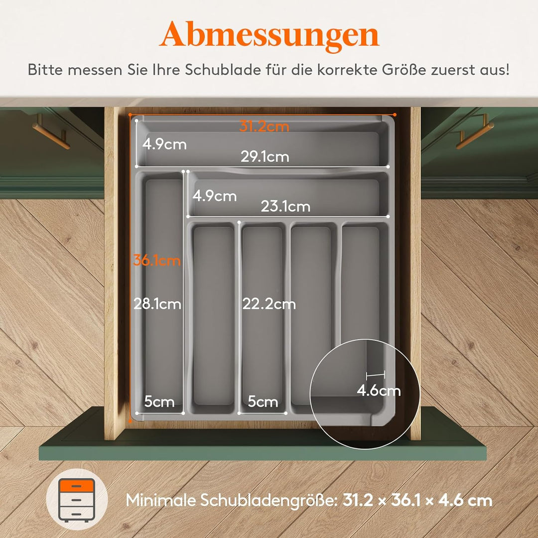 Lifewit Besteckkasten für Schubladen, Besteck Organizer Schublade Organizer Küche Kompakt Besteckein