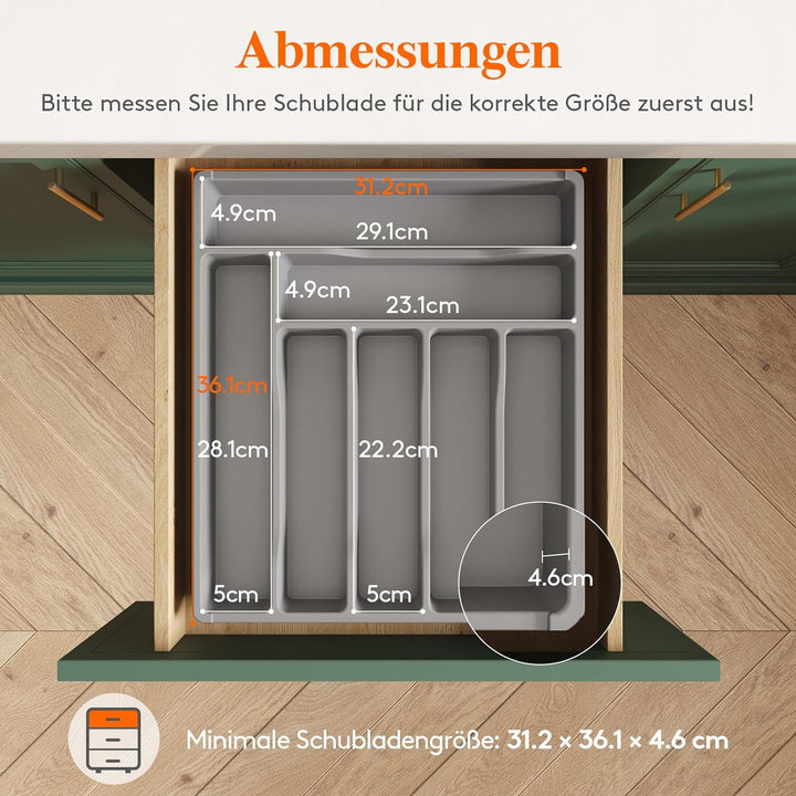 Lifewit Besteckkasten für Schubladen, Besteck Organizer Schublade Organizer Küche Kompakt Besteckein