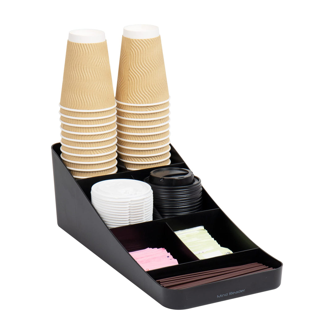 Mind Reader COMP7-BLK Anchor Collection Organizer für Kaffeetassen und Gewürze, 7 Fächer, Kunststoff