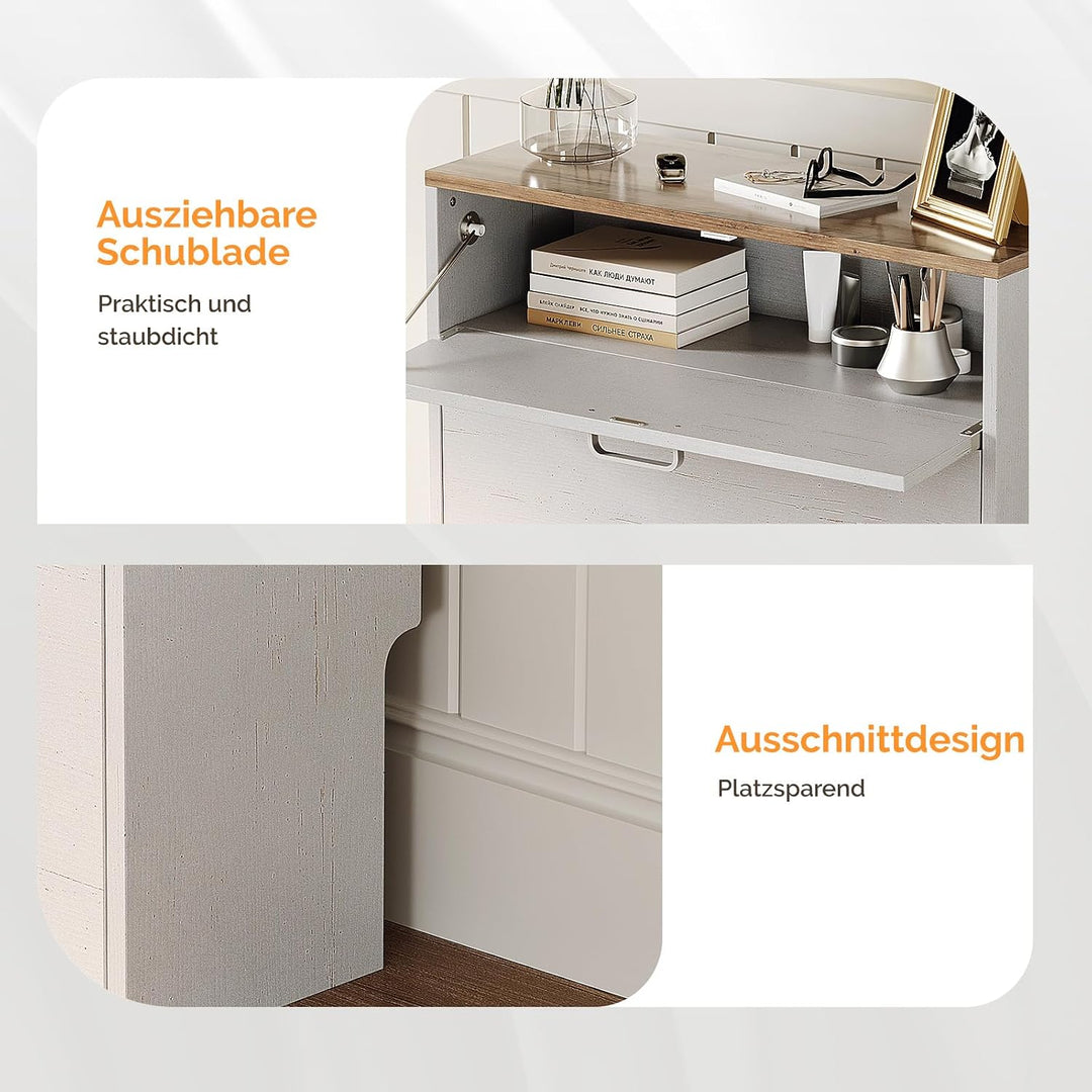 Bonnlo Schuhschrank mit 2 Klappen und 1 Schublade, Schuhregal Schmal, Schuhaufbewahrung, Schuhkipper