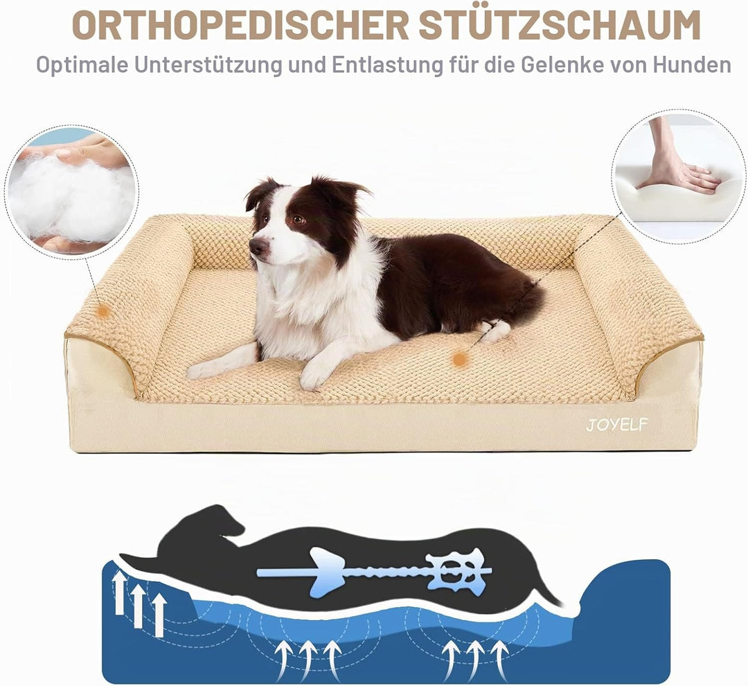 JOYELF Orthopädisches Hundebett für mittelgrosse Hunde, U-förmiges Schaumstoffsofa mit abnehmbarem,