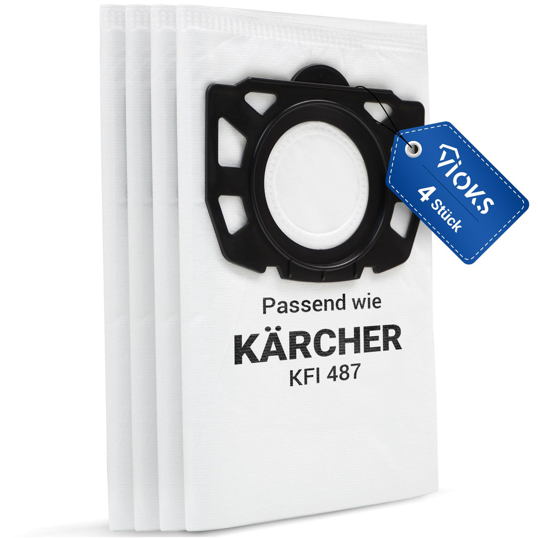 VIOKS 4x Staubsauger Beutel Ersatz für Kärcher 2.863-006.0 Vliesfilterbeutel KFI 487 - Kärcher Filte