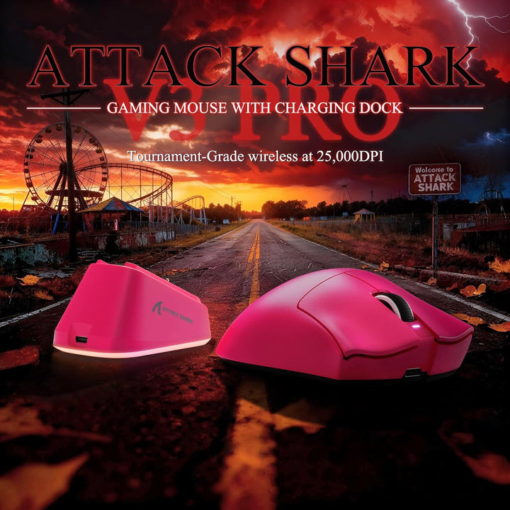 MAMBASNAKE x ATTACK SHARK V3PRO Kabellose Gaming-Maus mit Magnetischer Ladestation, PAW3311-Sensor,