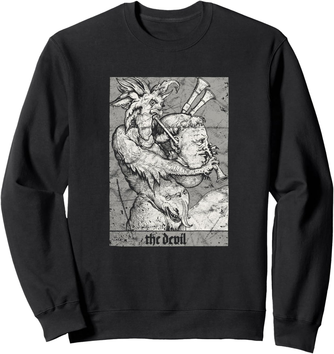 Vintage Occult The Devil Tarot Card Satanic Horror Grunge Sweatshirt