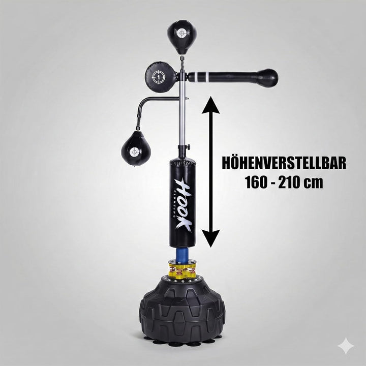 Freistehender Boxsack 3-in-1 mit 360° Reflexstange – Speedball Boxstation – PU Leder & Stahlfedern –