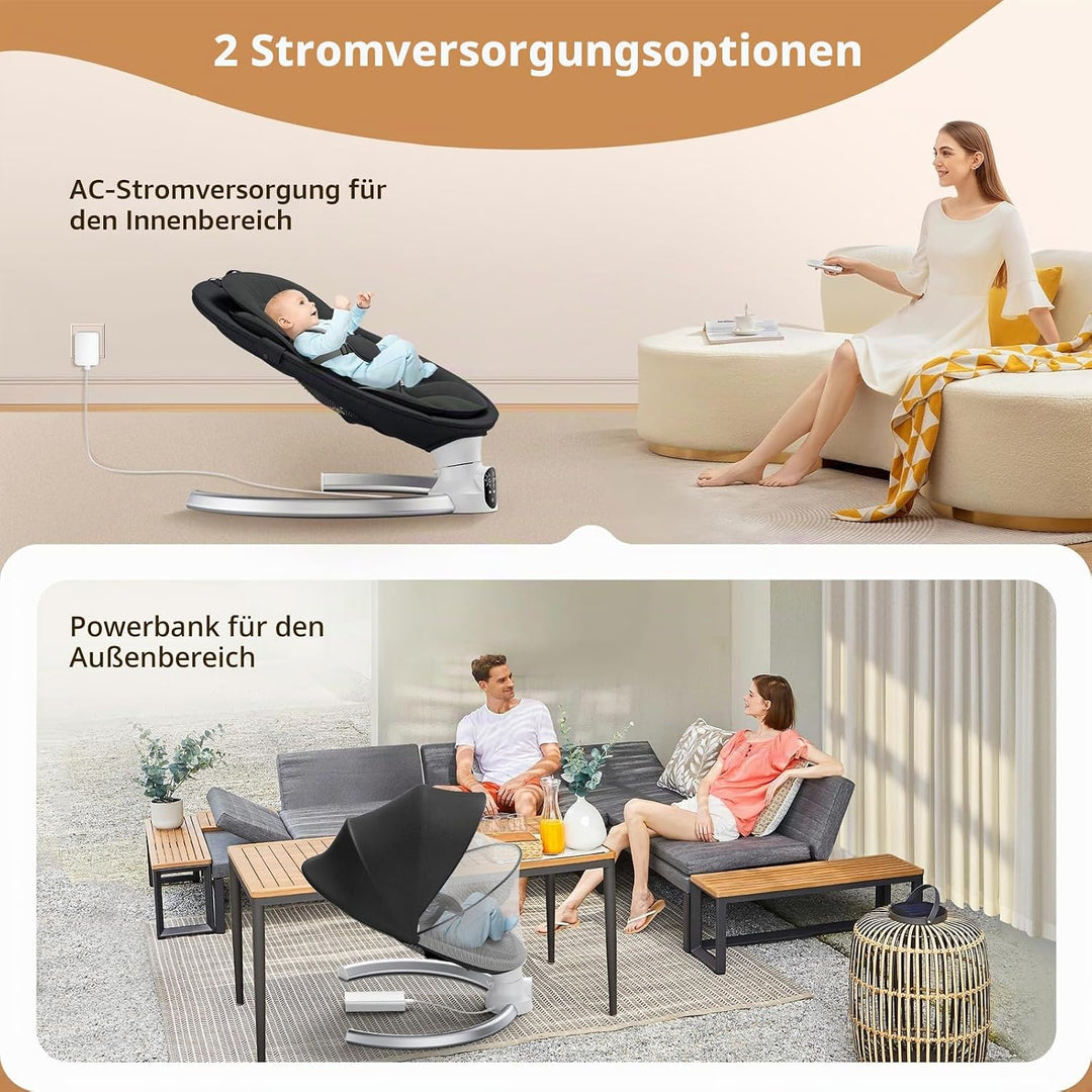Babyschaukel Elektrisch,Helangel Elektronischer Baby Schaukelsitz mit Kabel und mit Bluetooth Elektr