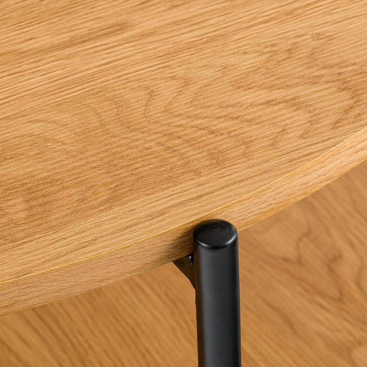 CLP Couchtisch rund Holz Edduma, Sofatisch 2 Ebenen mit Stauraum, Beistelltisch klein Metallgestell