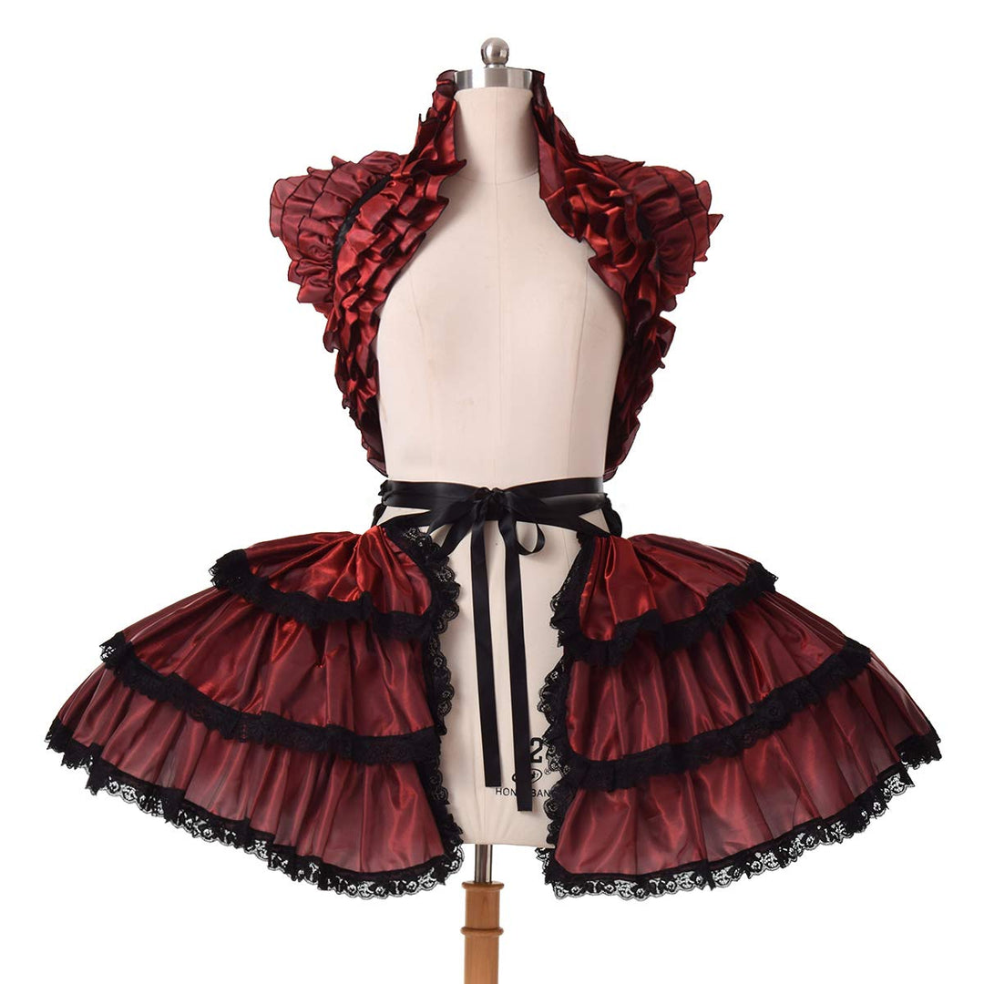 COSDREAMER Damen viktorianischer Petticoat Gothic Steampunk Rüschen Korsett Crop Hoop Rock, Burgunde