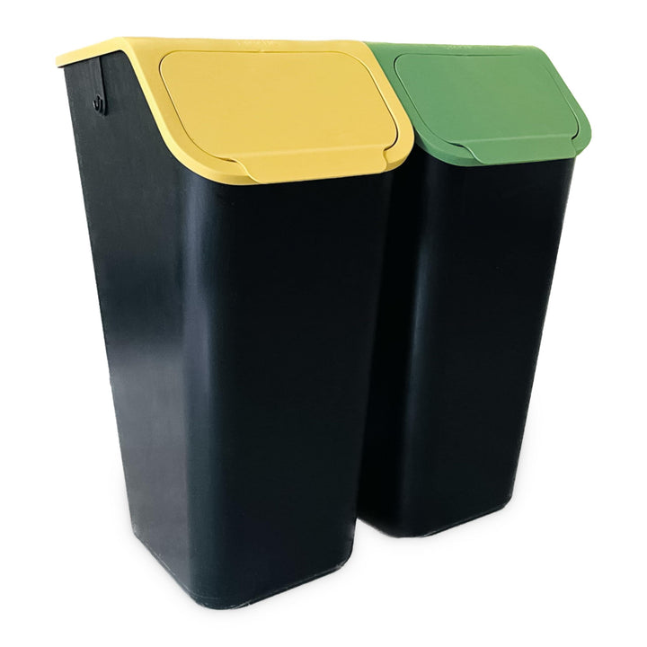 Go Practic 2-er Mülleimer-Set Küche Mülltrennsystem 2x Mülleimer 35l mit Deckel und 2-Pack Bioaktivk