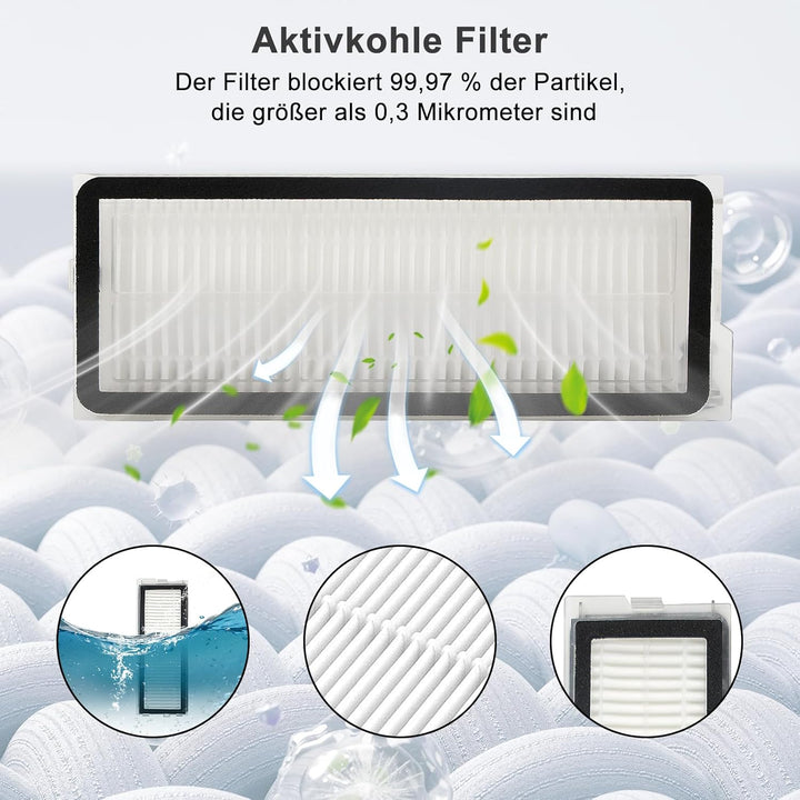 26 Stück Zubehör für Roborock QV 35A/QV 35S, QR 598/QR 798 Saugroboter, Ersatzteile mit 2 Hauptbürst