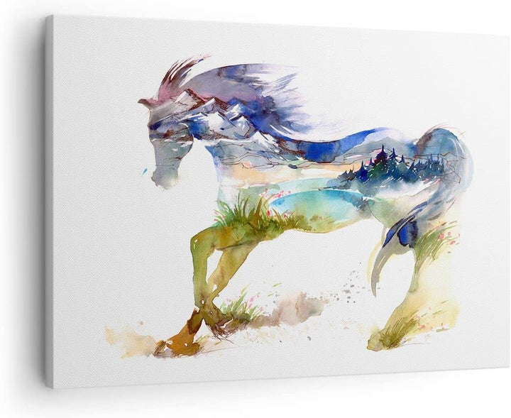 Bilder auf Leinwand Pferd Natur arabien ethnische Leinwandbild 70x50cm Wandbilder Dekoration Wohnzim