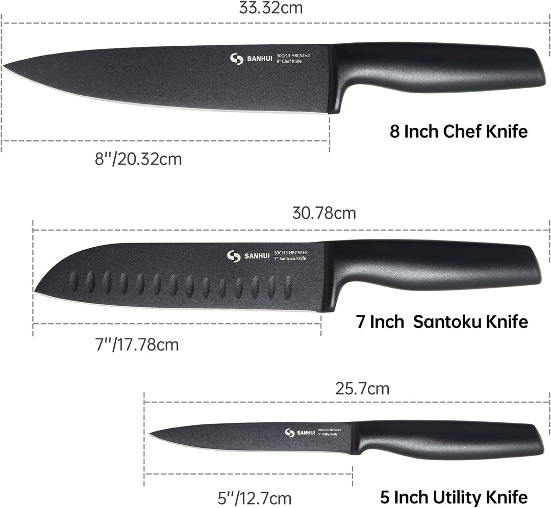 Messerset 3-teilig – ultrascharfes Kochmesserset,Ergonomischer Griff