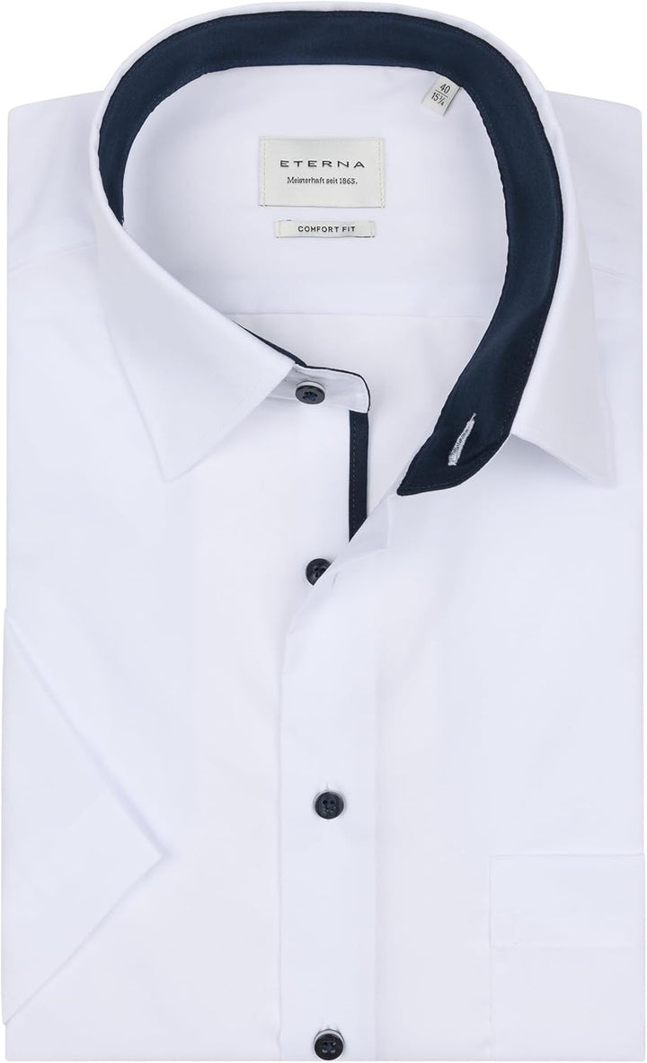 ETERNA Herren Businesshemd Kurzarm Comfort FIT | Uni | Bügelfrei | Kent Kragen 40 Weiss(-00-), 40 We