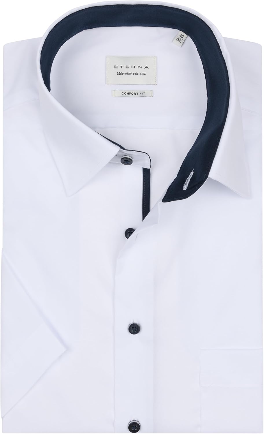 ETERNA Herren Businesshemd Kurzarm Comfort FIT | Uni | Bügelfrei | Kent Kragen 41 Weiss(-00-), 41 We