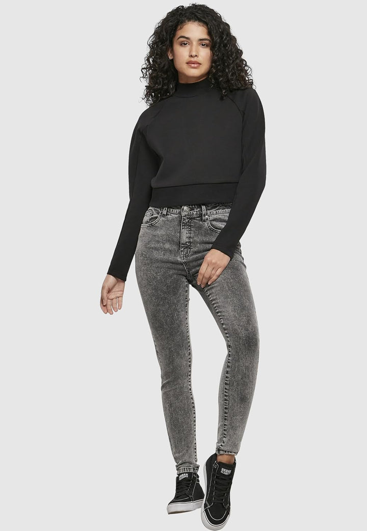 Urban Classics Damen Tb3782-ladies Interlock Short Turtleneck Crew Sweatshirts XS Schwarz, XS Schwar