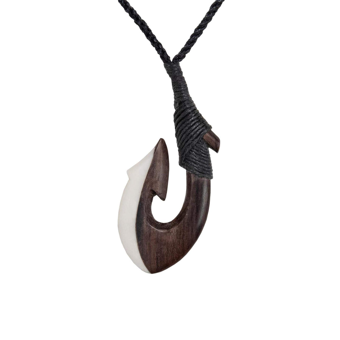 81stgeneration Unisex Geschnitzter Knochen Holz Glatter Maori HEI Matau Angelhaken Anhänger Halskett