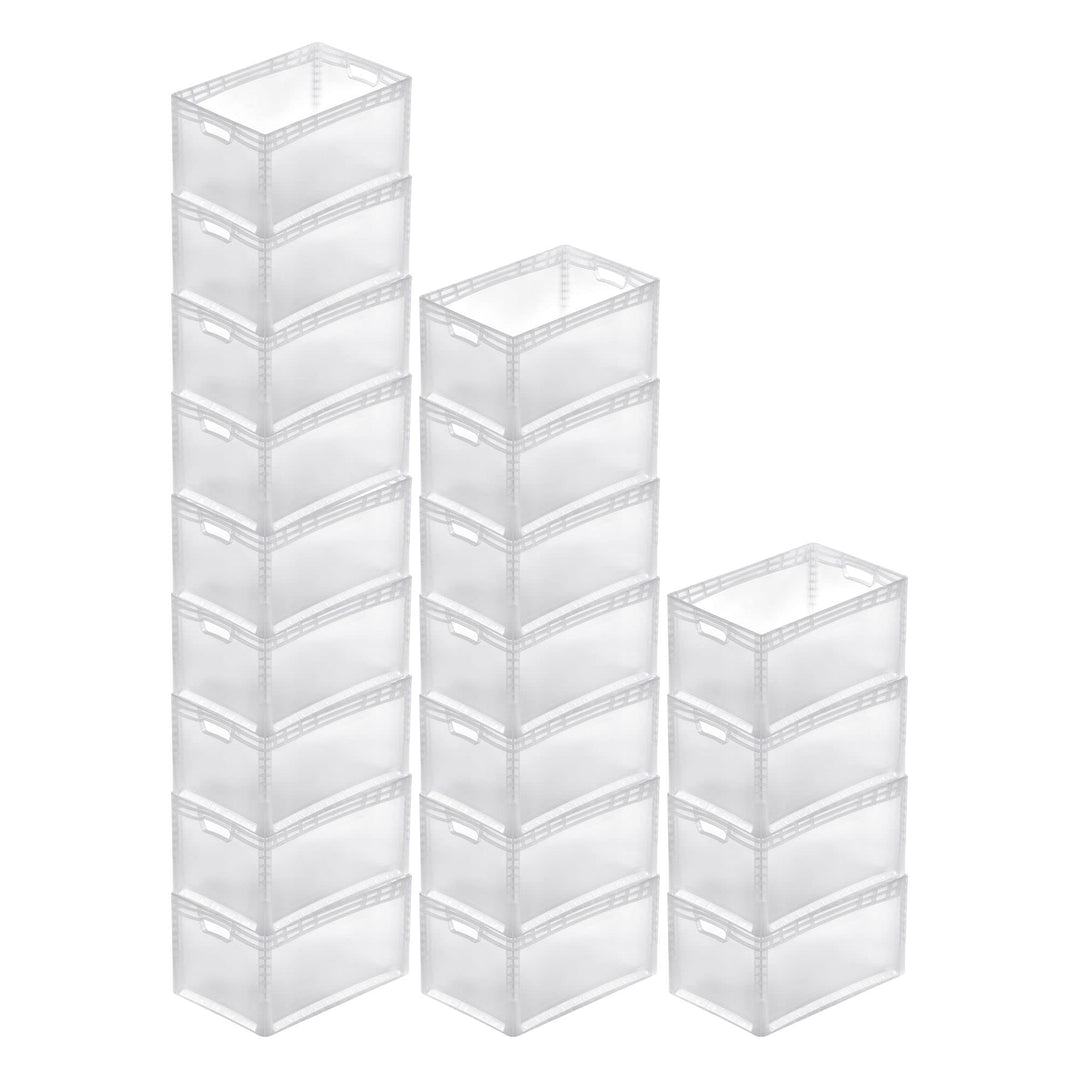PROREGAL SuperSparSet 20x Transparenter Eurobehälter LightLine mit offenem Griff | HxBxT 32x40x60cm