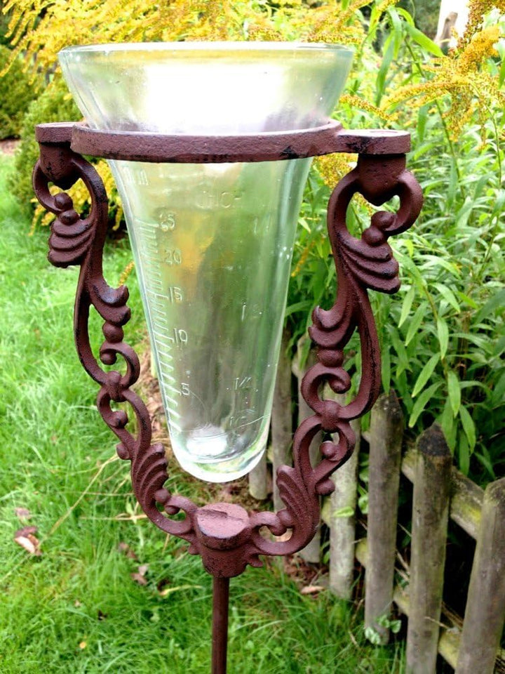 Antikas - Glas-Regenmesser, originelle Dekoration Niederschlagsmesser als Beetstecker