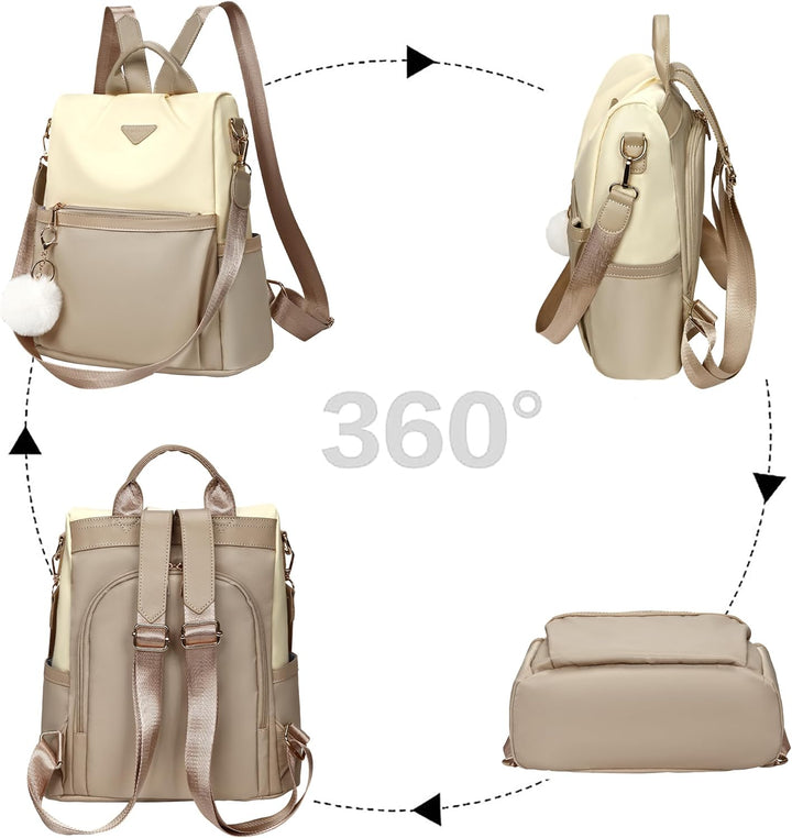 Leathario Rucksakck Damen klein,Diebstahlsicher Cityrucksack,PX4 Wasserdichtere Rucksackhandtasche,E