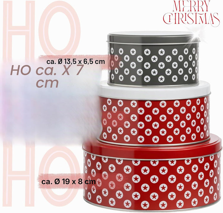 Brandsseller Plätzchendosen 3er Set – Keksdosen &amp; Aufbewahrungsdosen für Gebäck, Kekse &amp; Weihnachtsp