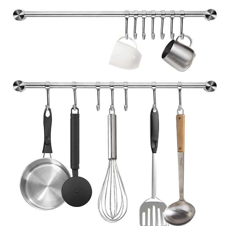 Küchenutensilien-Rack, 2 Stück, 39.6 cm Töpfe und Pfannen, Hängeregal zur Wandmontage, 304 Edelstahl