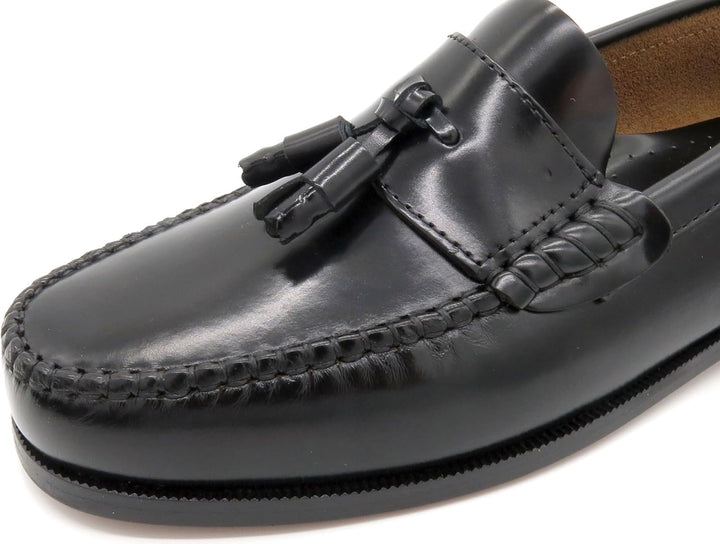 MARTTELY Herren Slipper Business Schuhe Ledersohle Rahmengenäht Premium Tassel Loafer 45 EU Schwarz,