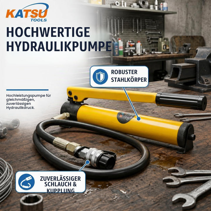 KATSU Radnabenabzieher Hydraulik 15 Ton mit Manueller Pumpe, Split-Unit Hydraulischer Pressriemensch