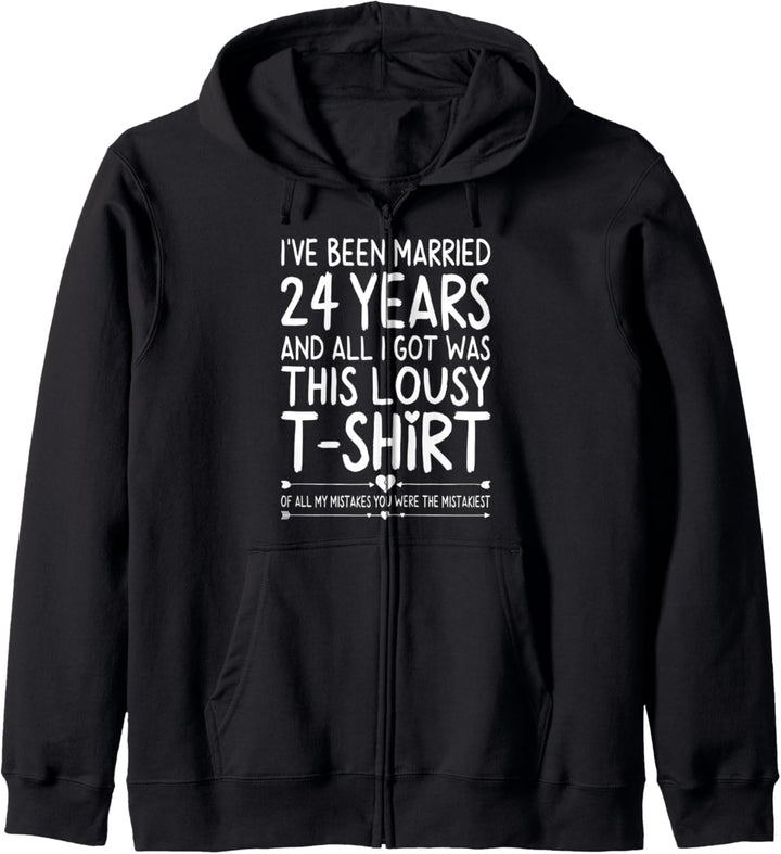 24th Wedding Anniversary Shirt for Her and Him Couples Funny Kapuzenjacke