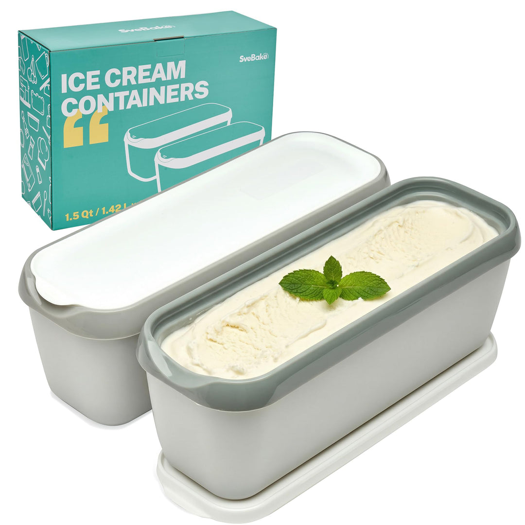SveBake Aufbewahrungsbehälter für Eiscreme, mit Deckel, 1,4-Liter-Behälter für hausgemachtes Speisee