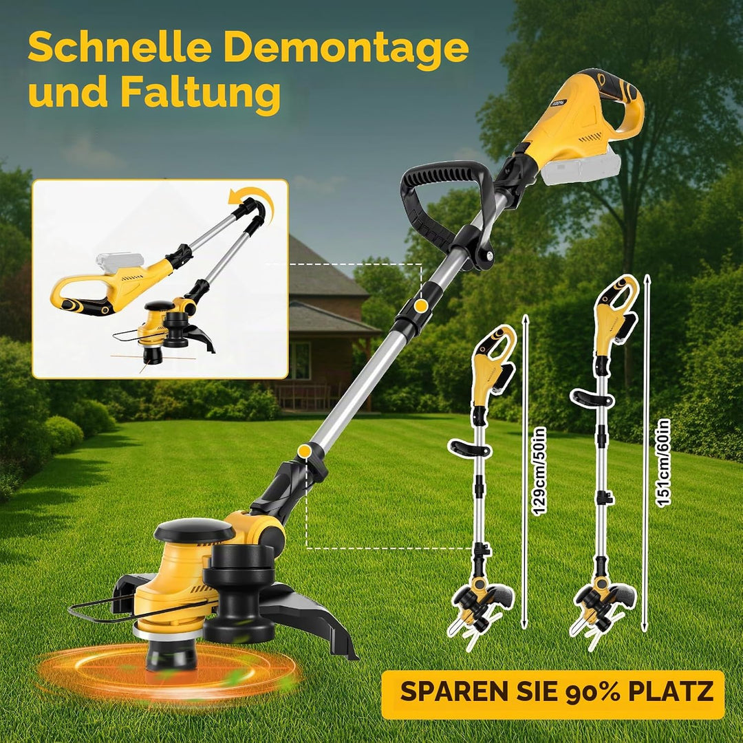 Akku Strimmer kompatibel mit Dewalt 20V Akku, 3-in-1 Falt-Kombi mit bürstenlosem Motor 30cm Schnittb
