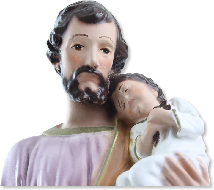 Proposte Religiose Josef Statue aus Kunstharz, Höhe 30 cm, handbemalt.