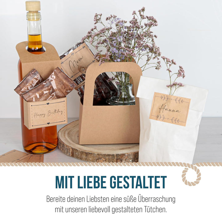 Logbuch-Verlag 25 kleine Kraftpapier Körbchen braun natur - Geschenkverpackung mini Korb mit Henkel