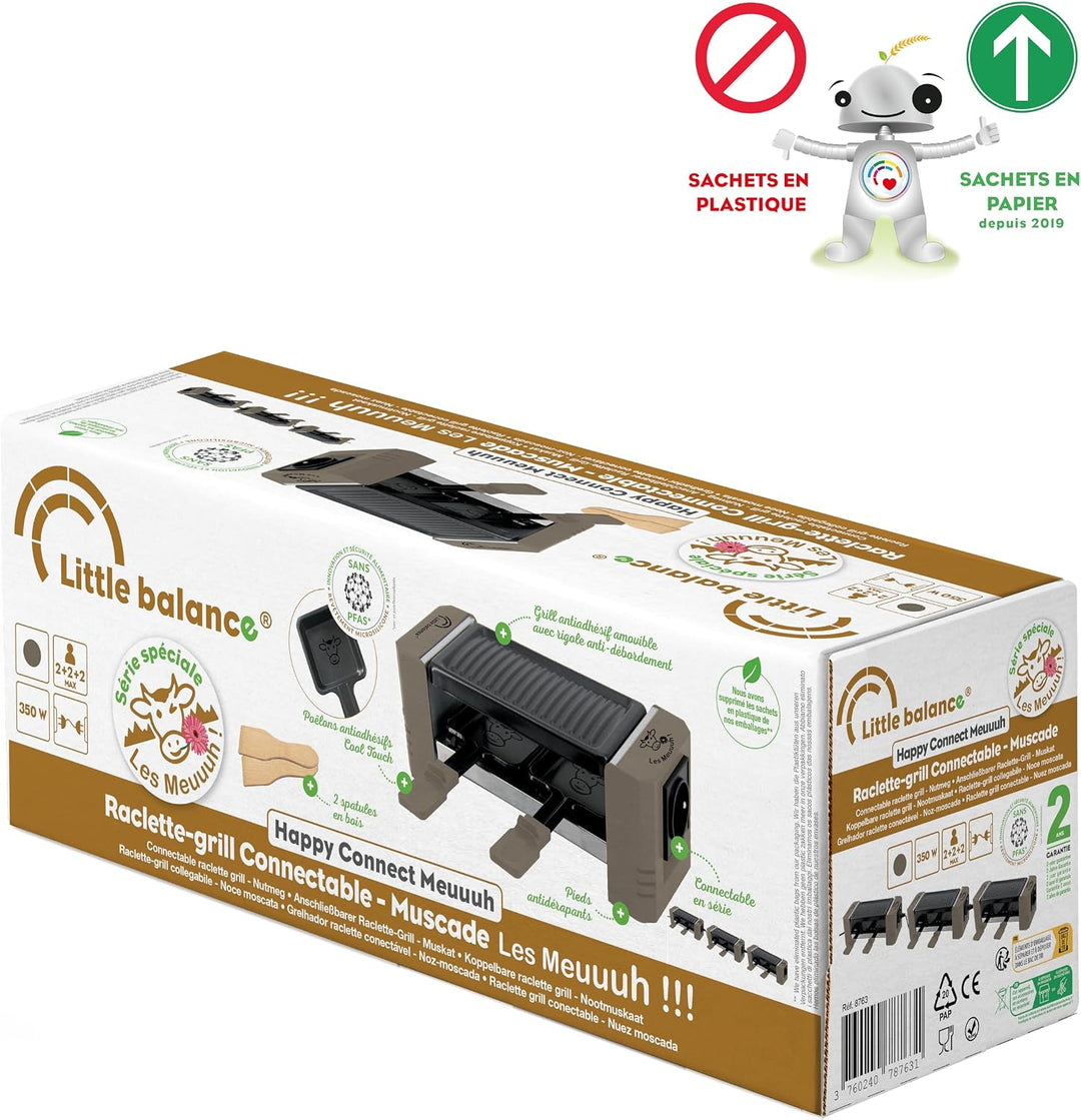LITTLE BALANCE 8763 Happy Connect 2 Mouuuh…!, Raclette für 1 oder 2 Personen, Serienmontage von 4 Ge